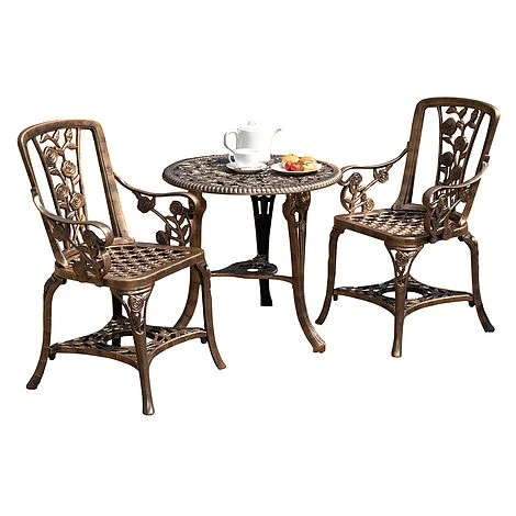 Three-Piece Rose Armchair Bistro Set - Bronze 2 Three-Piece Rose Armchair Bistro Set - Bronze - Image 2
