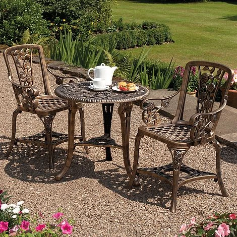 Three-Piece Rose Armchair Bistro Set - Bronze 1 Three-Piece Rose Armchair Bistro Set - Bronze
