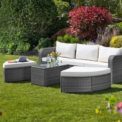 Firenze Five-Section Rattan Daybed - Dark Grey -Green Us Garden G2580 FIRENZE RATTAN DAY BED LS 3