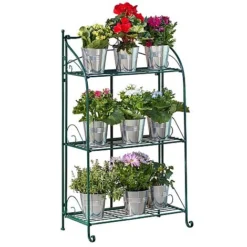 Three-tier Highbury Folding Metal Plant Stand -Green Us Garden G3438 2