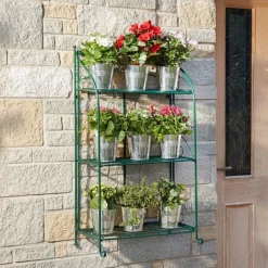Three-tier Highbury Folding Metal Plant Stand -Green Us Garden G3438 6
